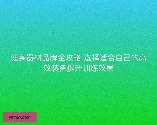 健身器材品牌全攻略 选择适合自己的高效装备提升训练效果