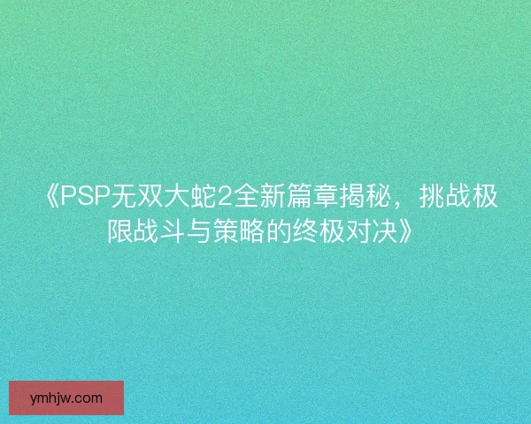 《PSP无双大蛇2全新篇章揭秘，挑战极限战斗与策略的终极对决》